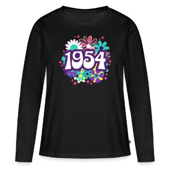 Retro Groovy Year 1954 Woman 70 Year Anniversary - Women's Premium Organic Long Sleeve Shirt - black - Front - Julia (174cm)