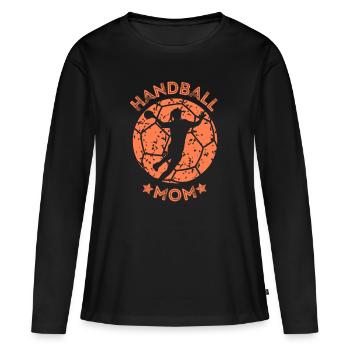 Maman de handball Joueuse de handball Maman de handball - T-shirt manches longues Premium bio Femme - noir - Devant - Julia (174cm)