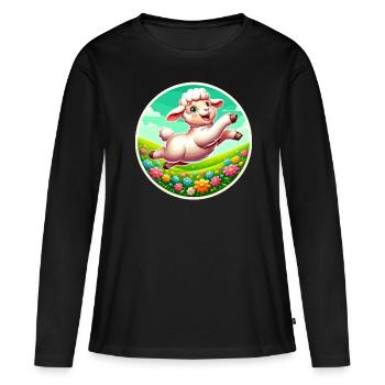 Prairie à moutons - T-shirt manches longues Premium bio Femme - noir - Devant - Julia (174cm)