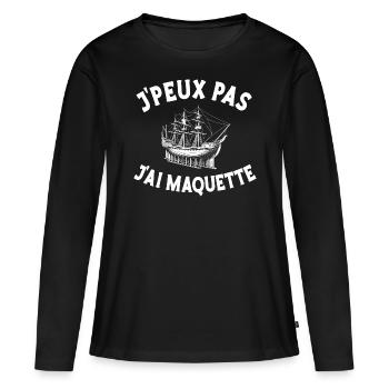 Maquettiste Je Peux Pas J'Ai Maquette - T-shirt manches longues Premium bio Femme - noir - Devant - Julia (174cm)