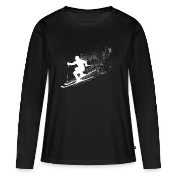 Ski, poudreuse, sports d’hiver, vacances au ski - T-shirt manches longues Premium bio Femme - noir - Devant - Julia (174cm)
