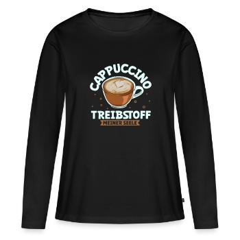 Mein Treibstoff ist Cappuccino - Frauen Premium Bio Langarmshirt - Schwarz - Vorne - Julia (174cm)