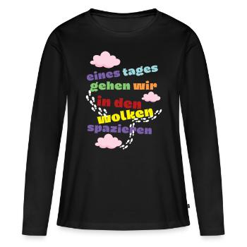 eines Tages - Wolken - Trauer und Verlust Motiv - Frauen Premium Bio Langarmshirt - Schwarz - Vorne - Julia (174cm)
