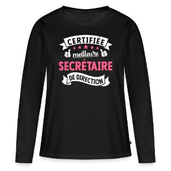 Secrétaire De Direction Cadeau Secrétaire - T-shirt manches longues Premium bio Femme - noir - Devant - Julia (174cm)