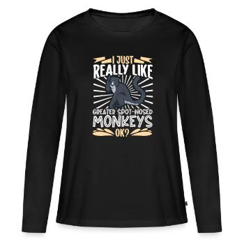 J’adore les grands singes museaux - T-shirt manches longues Premium bio Femme - noir - Devant - Julia (174cm)