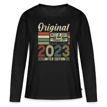 Millésime 2023 – Un millésime du siècle ! - T-shirt manches longues Premium bio Femme - noir - Devant - Julia (174cm)