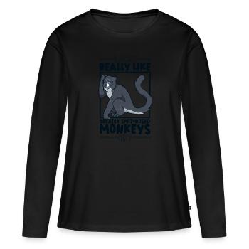 J’adore les grands singes museaux - T-shirt manches longues Premium bio Femme - noir - Devant - Julia (174cm)