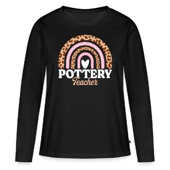 Arc-En-Ciel Prof Femme Enseignante De Poterie - T-shirt manches longues Premium bio Femme - noir - Devant - Julia (174cm)