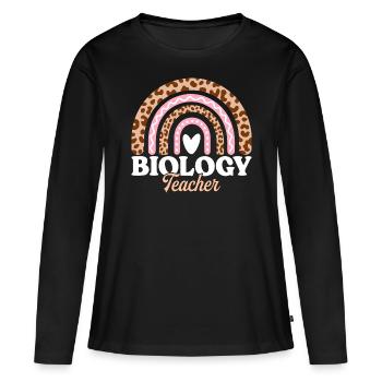 Arc-En-Ciel Prof Femme Enseignante De Biologie - T-shirt manches longues Premium bio Femme - noir - Devant - Julia (174cm)