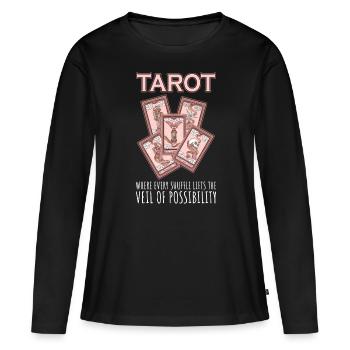 Carte de Tarot - T-shirt manches longues Premium bio Femme - noir - Devant - Julia (174cm)