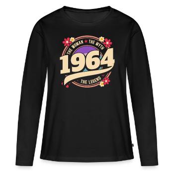 Année 1964 La Légende 60 Ans Anniversaire - T-shirt manches longues Premium bio Femme - noir - Devant - Julia (174cm)