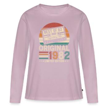 Légendes nées en 1982 - T-shirt manches longues Premium bio Femme - rose poudré - Devant - Julia (174cm)