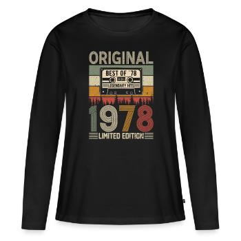 Nostalgie d’anniversaire '78 - T-shirt manches longues Premium bio Femme - noir - Devant - Julia (174cm)