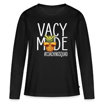 Coaching Urlaub Vacy Modus Coachingsquad - Frauen Premium Bio Langarmshirt - Schwarz - Vorne - Julia (174cm)
