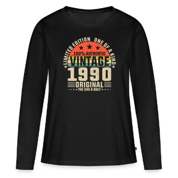 Limited Edition 1990 - T-shirt manches longues Premium bio Femme - noir - Devant - Julia (174cm)