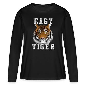 Tigre facile - T-shirt manches longues Premium bio Femme - noir - Devant - Julia (174cm)
