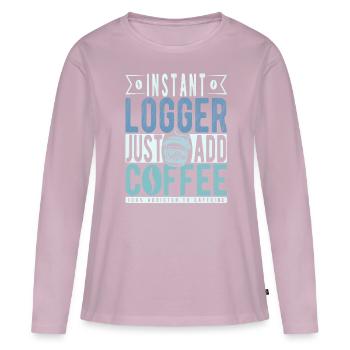 Enregistreur instantané Il suffit d’ajouter du café - T-shirt manches longues Premium bio Femme - rose poudré - Devant - Julia (174cm)