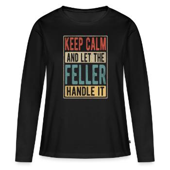 Feller Retro Geschenk - Frauen Premium Bio Langarmshirt - Schwarz - Vorne - Julia (174cm)