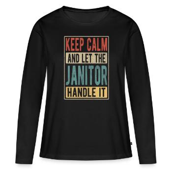 Janitor Retro Gift - Women's Premium Organic Long Sleeve Shirt - black - Front - Julia (174cm)