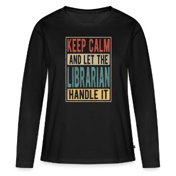 Librarian Retro Gift - Women's Premium Organic Long Sleeve Shirt - black - Front - Julia (174cm)