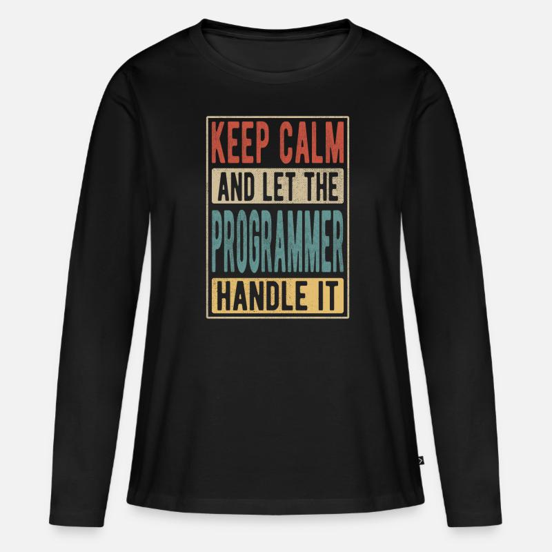 Programmierer Retro Geschenk - Frauen Premium Bio Langarmshirt - Schwarz