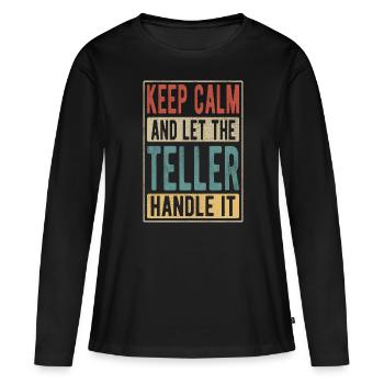 Teller Retro Geschenk - Frauen Premium Bio Langarmshirt - Schwarz - Vorne - Julia (174cm)