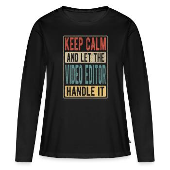 Video Editor Retro Geschenk - Frauen Premium Bio Langarmshirt - Schwarz - Vorne - Julia (174cm)
