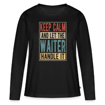 Waiter Retro Gift - Women's Premium Organic Long Sleeve Shirt - black - Front - Julia (174cm)