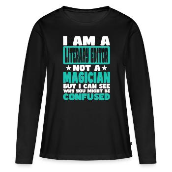 Literary Editor - Women's Premium Organic Long Sleeve Shirt - black - Front - Julia (174cm)
