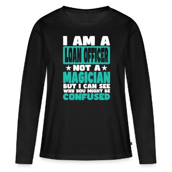 Loan Officer - Women's Premium Organic Long Sleeve Shirt - black - Front - Julia (174cm)