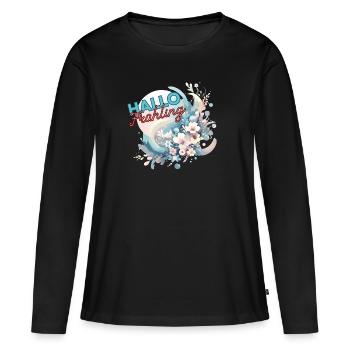 Bonjour le printemps ! - T-shirt manches longues Premium bio Femme - noir - Devant - Julia (174cm)