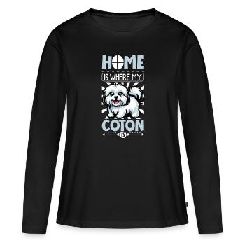 Accueil - Coton de Tuléar - T-shirt manches longues Premium bio Femme - noir - Devant - Julia (174cm)