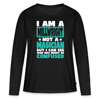 Chantier - T-shirt manches longues Premium bio Femme - noir - Devant - Julia (174cm)