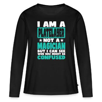 Poseur de plaques - T-shirt manches longues Premium bio Femme - noir - Devant - Julia (174cm)