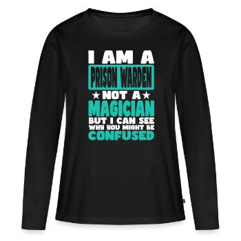 Directeur de prison - T-shirt manches longues Premium bio Femme - noir - Devant - Julia (174cm)