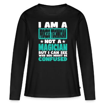 Technicien de procédés - T-shirt manches longues Premium bio Femme - noir - Devant - Julia (174cm)
