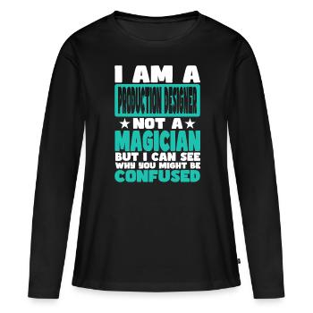 Concepteur de production - T-shirt manches longues Premium bio Femme - noir - Devant - Julia (174cm)
