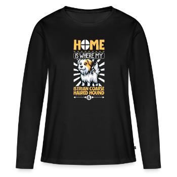 Zuhause - Rauhhaarige Istrianer Bracke - Frauen Premium Bio Langarmshirt - Schwarz - Vorne - Julia (174cm)
