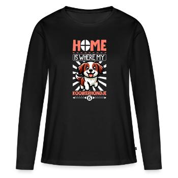 Page d’accueil - Nederlandse Kooikerhondje - T-shirt manches longues Premium bio Femme - noir - Devant - Julia (174cm)