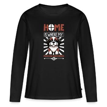 Accueil - Chien de garde de Moscou - T-shirt manches longues Premium bio Femme - noir - Devant - Julia (174cm)