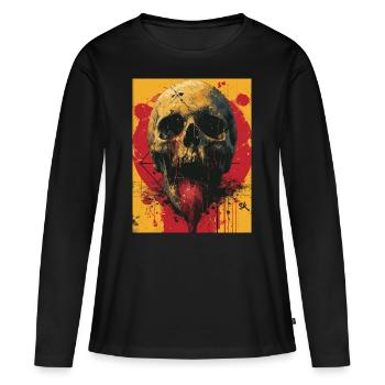Dark Skull -Totenkopf, Horrormotiv - Frauen Premium Bio Langarmshirt - Schwarz - Vorne - Julia (174cm)