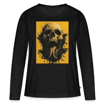 Dark Skull -Totenkopf, Horrormotiv - Frauen Premium Bio Langarmshirt - Schwarz - Vorne - Julia (174cm)