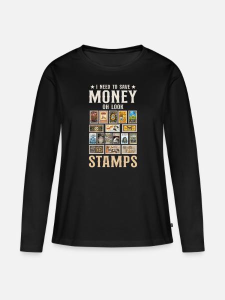 Briefmarkensammler Briefmarken-Enthusiast - Frauen Premium Bio Langarmshirt - Schwarz
