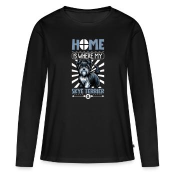 Zuhause - Skye Terrier - Frauen Premium Bio Langarmshirt - Schwarz - Vorne - Julia (174cm)