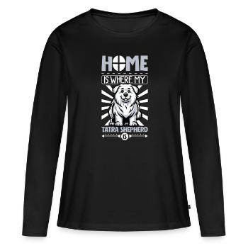 Page d’accueil - Polski Owczarek Podhalanski - T-shirt manches longues Premium bio Femme - noir - Devant - Julia (174cm)