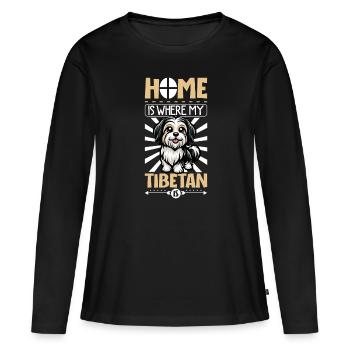 Accueil - Terrier tibétain - T-shirt manches longues Premium bio Femme - noir - Devant - Julia (174cm)