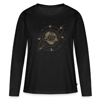 Tortue céleste dans le cosmos - T-shirt manches longues Premium bio Femme - noir - Devant - Julia (174cm)