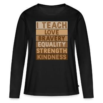 Enseignante ou enseignant du Mois de l’histoire des Noirs - T-shirt manches longues Premium bio Femme - noir - Devant - Julia (174cm)