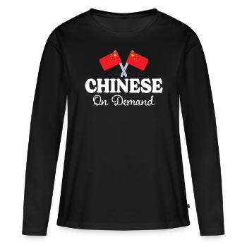 Chinois Sur Demande Interprète Chinois - T-shirt manches longues Premium bio Femme - noir - Devant - Julia (174cm)