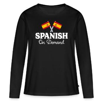 Spanisch auf Anfrage Spanisch Dolmetscher - Frauen Premium Bio Langarmshirt - Schwarz - Vorne - Julia (174cm)